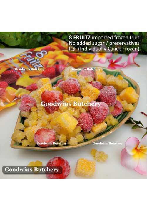 8Fruitz IQF frozen fruit MIXED PARADISE TRIO 8 Fruitz 500g (Strawberry Mango Peach)